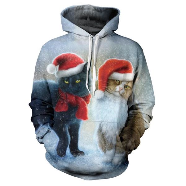 

men's hoodies & sweatshirts 2021 kids santa 3d printing cartoon hoodie merry christmas sweater jacket men and women, Black