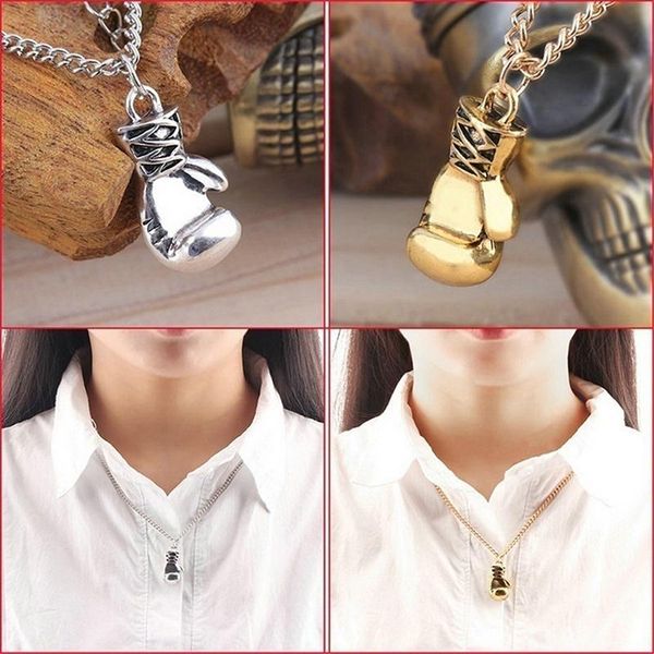 

pendant necklaces fashion men boys mini boxing glove necklace fitness boks eldiveni kolye cool sports punk jewelry, Silver
