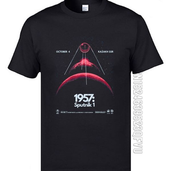

soviet sputnik artificial satellite space t shirts father tee shirts 100% cotton fabric men t-shirts customized 210322, White;black