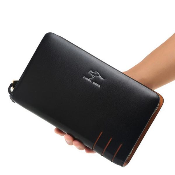 

wallets man bag leather tote double zip handbag, Red;black