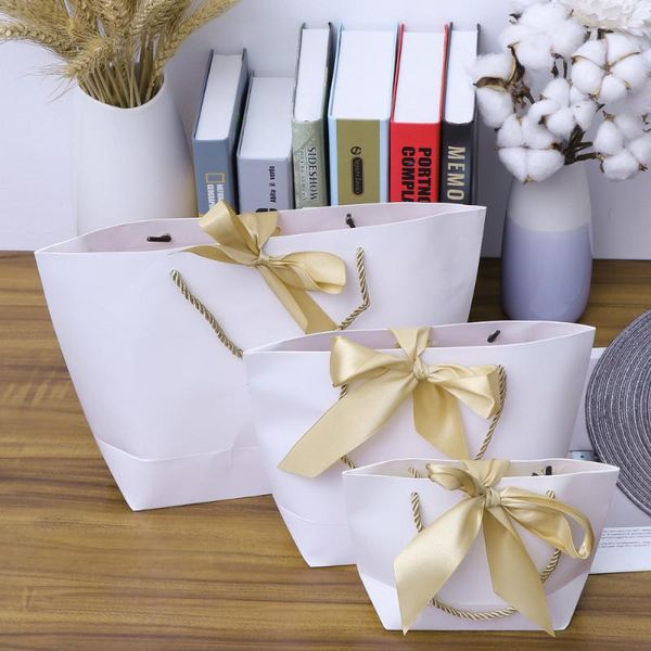 

pcs creative gift packaging bags large size portable shopping paper eco-friendly storage (white) wrap