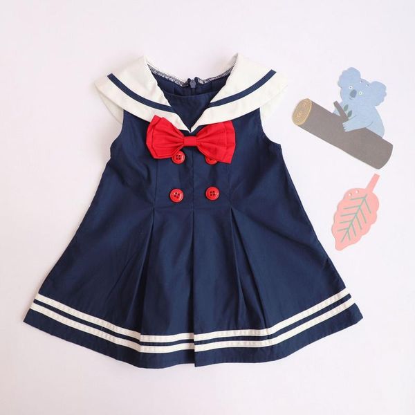

girl's dresses children girls navy wind dress toddler sailor kids bow design sleeveless princess girl summer vest cosplay, Red;yellow