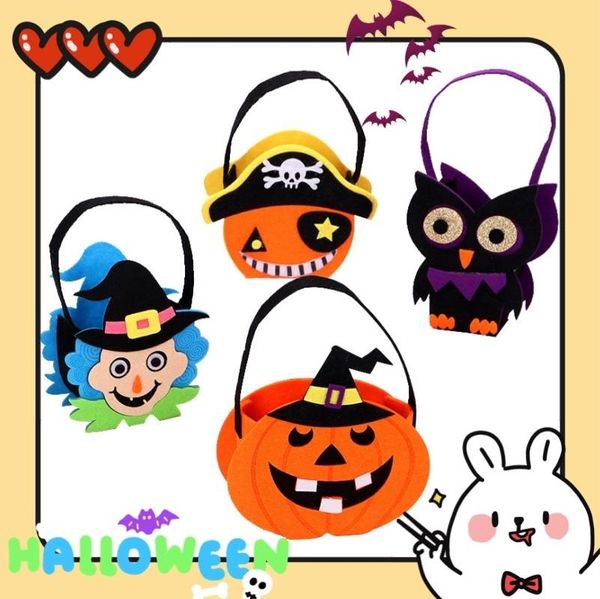 

gift wrap halloween pumpkin candy bag trick or treat witch cat portable cookie storage bags for kids party gifts packing decor
