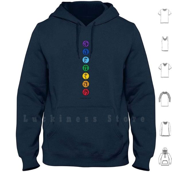 

chakras hoodies chakra rainbow yoga men's & sweatshirts, Black