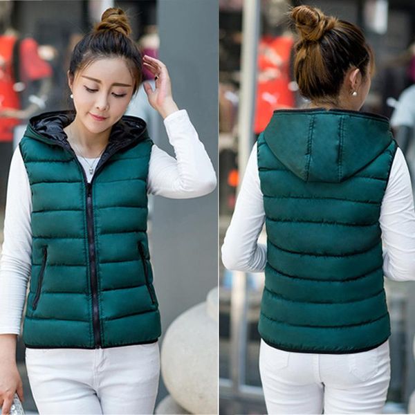 

women's vests plus size vest women puffer winter both sides wear hooded jacket thicken hat warm sherpa gilet femme waistcoat, Black;white