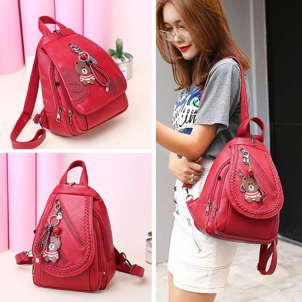 

school bags for women backpack women's 2021 pu leather bag mochila bolsa