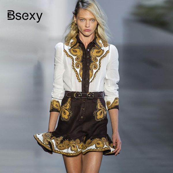 

women's two piece pants luxury set 2021 runway blouse and skirt vintage embroidery rivet beaded shirt+fish tail mini, White