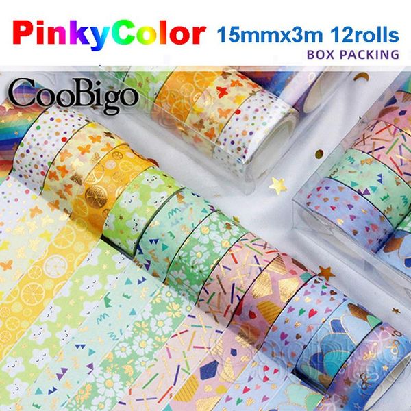 

gift wrap washi tape set decorative adhesive paper sticker masking tapes for scrapbooking diy diary stationery supply foil golden rainbow