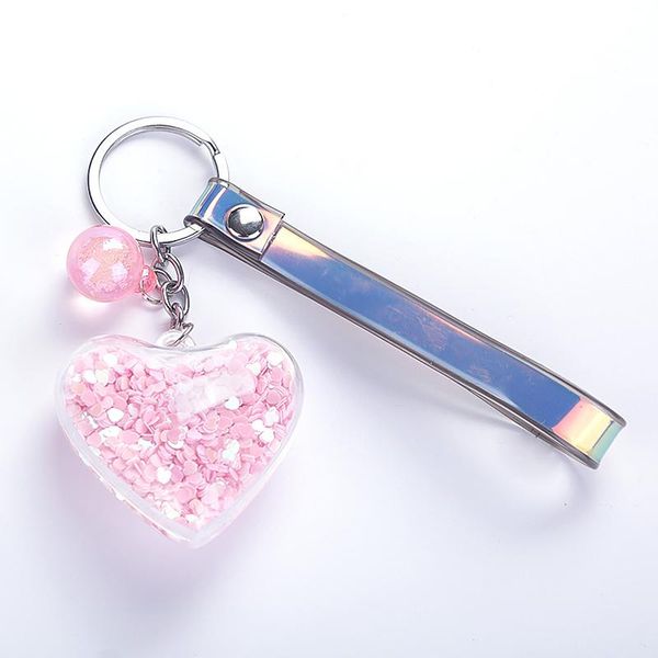 

keychains women colorful keychain plastic in the shape of heart brilliant keyring key chain ring female bag pendant gift, Silver