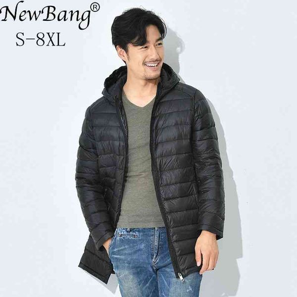 

plus size coats long duck feather parka ultra light down men lightweight warm puffer ets, Black;white