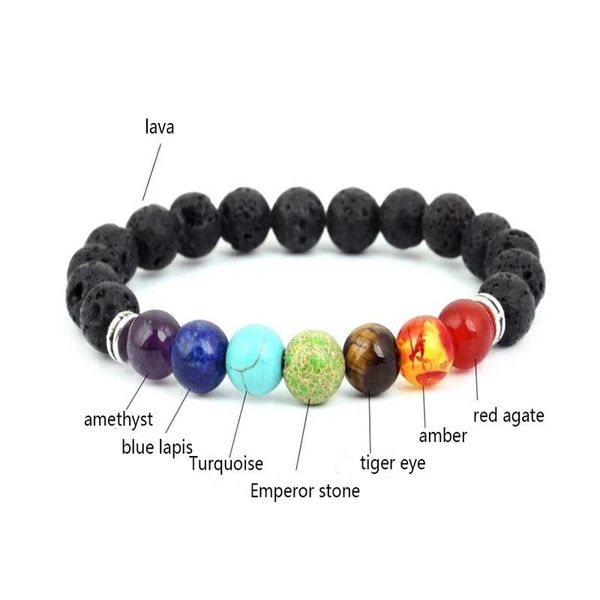 

chakrabeads strands natural crystal quartz healing point chakra bead gemstone colorf seven pp bracelets beaded bracelet volcanic ston jllxvn, Black