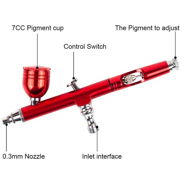 

professional spray guns 5cc 0.2mm/0.3 nozzles airbrush with 11pcs set cleaning gun accessories cake decorating brushes for manicure air brus