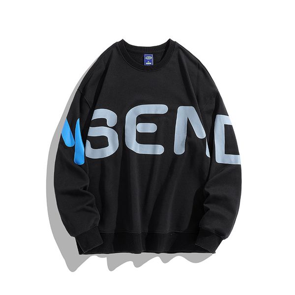 

letter art design trend sweater pure cotton comfortable pullover fashion sportswear long sleeve hoodie popular, Black