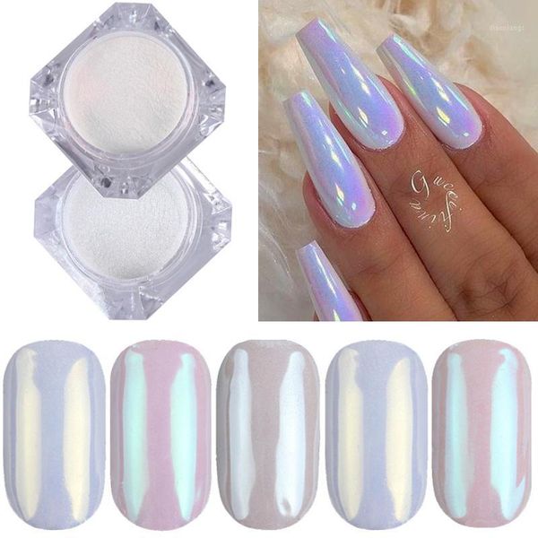 

box pearl nail glitter powder shimmer effect chrome pigment for uv gel polish dip mirror dust diy decoration1, Silver;gold