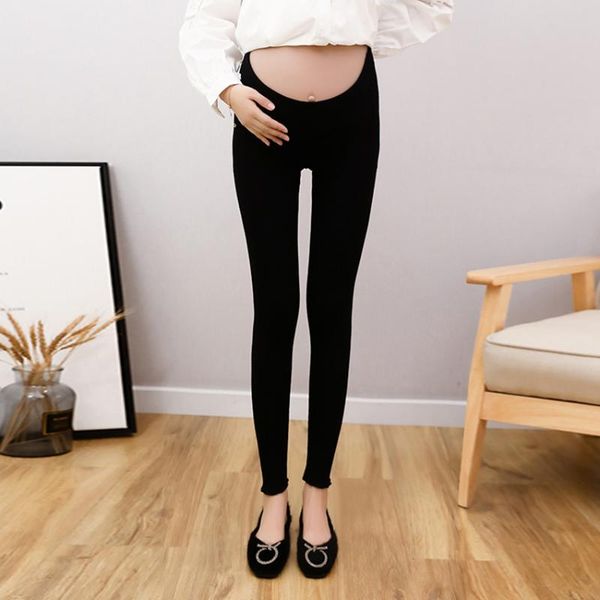 

maternity bottoms pants low waist leggings wear korean fashion all-match pregnant women's stomach support, White