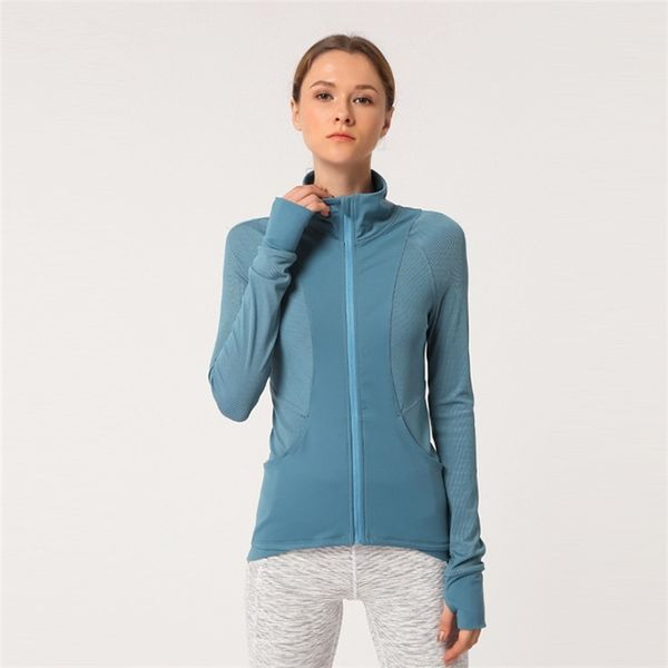 

lulu autumn and winter new yoga jacket women's brocade double-sided long sleeve fitness sports yoga jacket, Black;brown