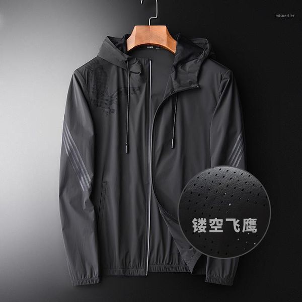 

men's jackets laser puffy eagle embossing printing process fashion hooded jacket slim trend in spring and autumn, Black;brown