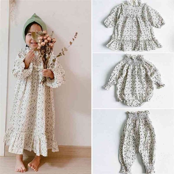 

toddler girl beautiful floral long dress vintage autumn sleeve child girl's liilu kids clothes cotton 210619, Red;yellow