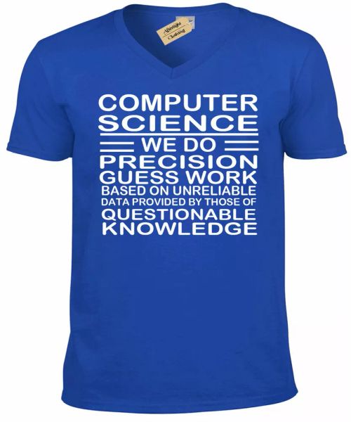 

Computer Science T-Shirt Funny Programmer C Java Man V Neck, White;black