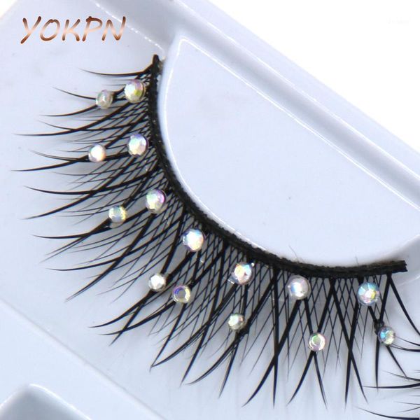 

bright color crystal false eyelashes bridal makeup natural thick1