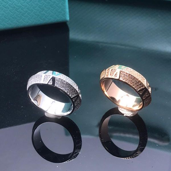 

wedding rings 2021 tif 1:1 shining roman numeral ring with stones luxury jewelry classic trend brand gift couple woman shi, Slivery;golden