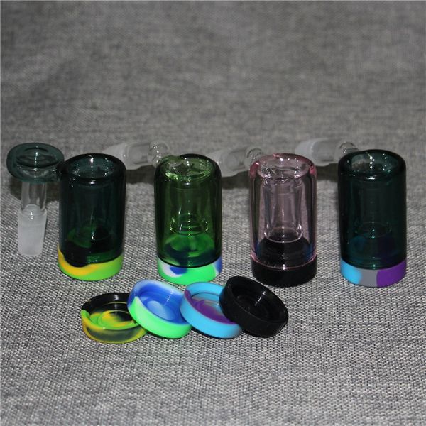 Colorido coletor de cinza de cinza 14mm articulação feminina masculina com recipiente de silicone ashcatcher ashcatcher fumar tubulações de água bong petróleo bolha