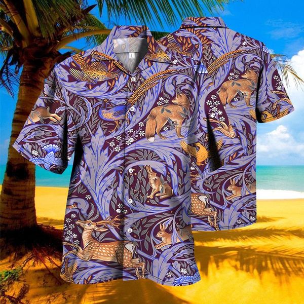 

men's casual shirts fashion pheasant 3d printed hawaiian shirt men's leisure beach street hip hop harajuku, White;black