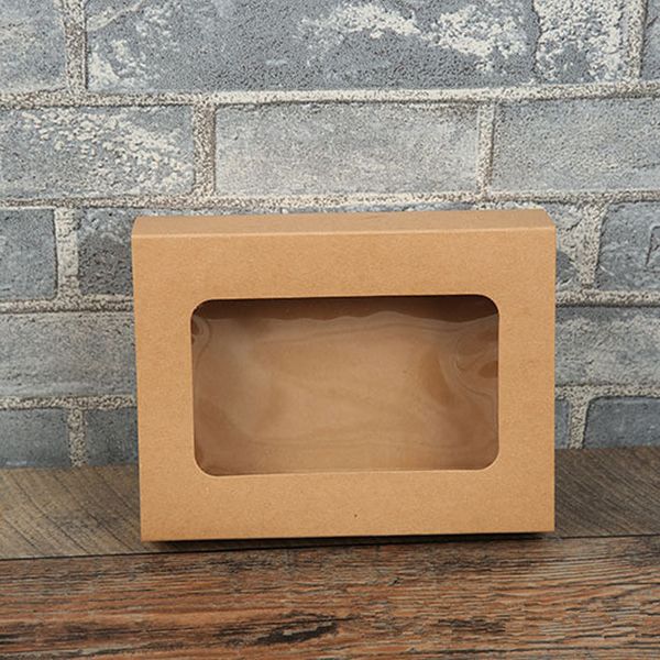 18,5*14*4,5 cm Kraftpapier Geschenkboxen Kraftpapier-Verpackungsbox mit Fenster Kraftpapier Sockenbox Handgefertigte Schubladen-Geschenkboxen LX0968