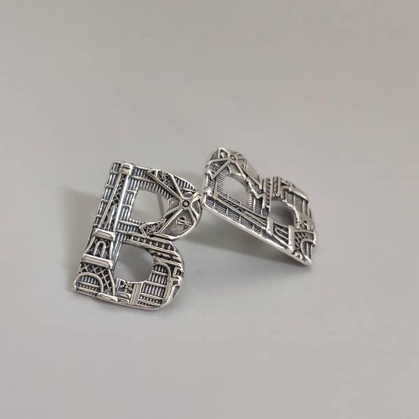 

stud wholesale customize jewelry silver 925 sterling earrings capital b party women letter, Golden;silver