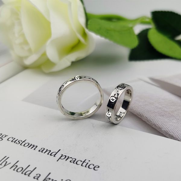 

design jewelry g925 silver geometry cool style men's and women's fashion lovers pair of rings