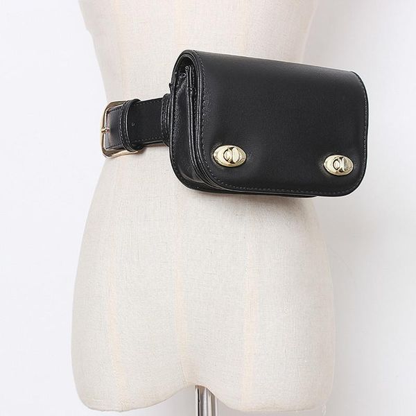 

waist bags bxx sac / 2021 spring summer pu leather black mini-bag split joint personality long belt women fashion tide all-match jt747