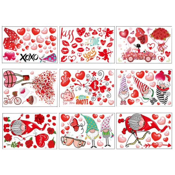 

gift wrap 9pcs valentine's day sticker glass stickers shopwindow fridge
