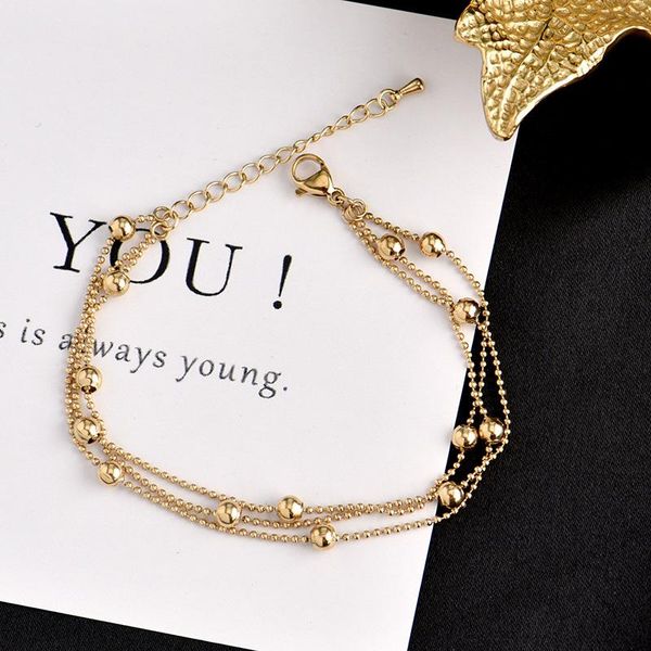 

1pc/bag multi-layers fairyland simple girls bracelet titanium steel ladies beauty ornaments jewelry ssl0088, Golden;silver