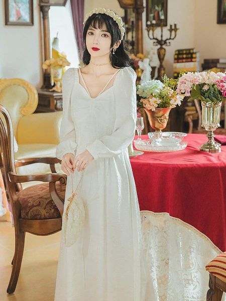 

casual dresses a word shoulder hubble-bubble sleeve small white early autumn couture dress temperament gentle wind 6823, Black;gray