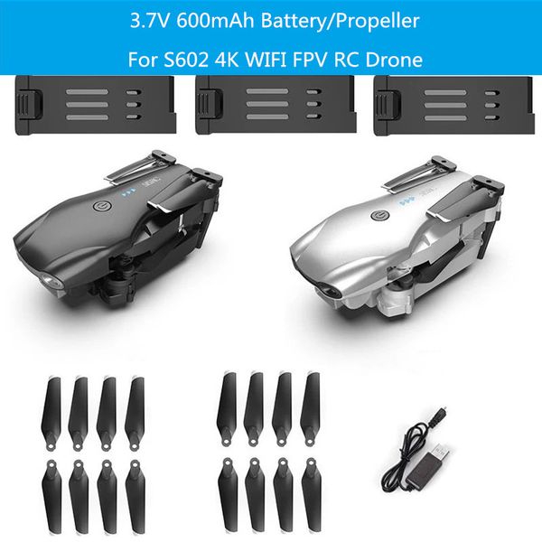

3.7v 600mah battery/propeller for s602 4k wifi fpv rc drone spare parts s602 accessories s602 main blades usb charger