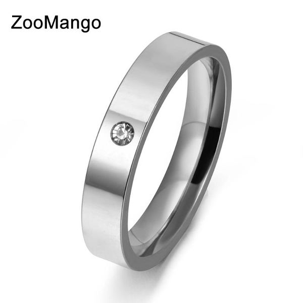 

wedding rings zoomango luxury cz crystal rhinestone finger ring 316l stainless steel for women female engagement jewelry zr17153, Slivery;golden