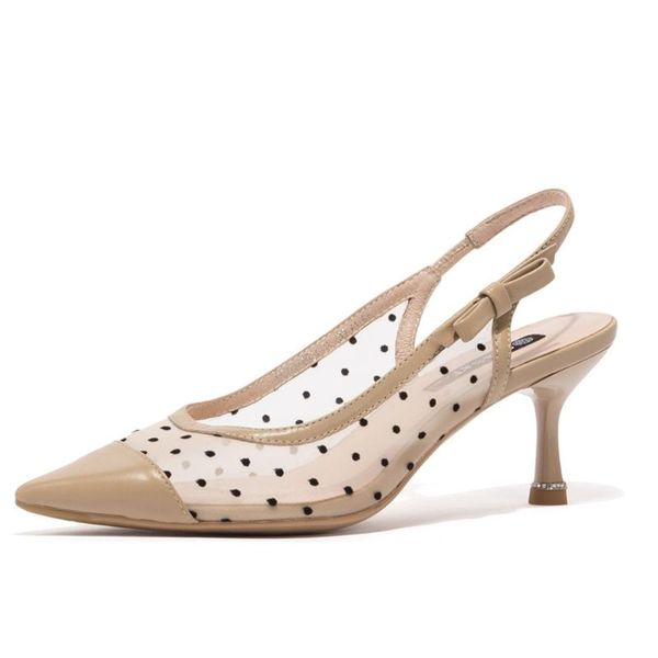

st&sat women ankle strap fashion sandals leather and mesh shoes with elegant thin high-heel pointed toe for 2021 summer, Black