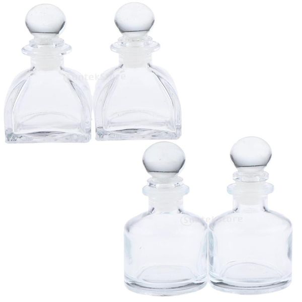 

styles (4pcs) round dome shaped glass diffuser bottles with globular lid refillable fragrance jars containers 50ml storage &