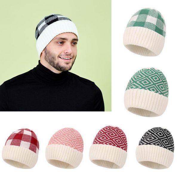 

beanies 2021 winter warm christmas hat for men women plaid hats male femal bonnets accessories skullies
