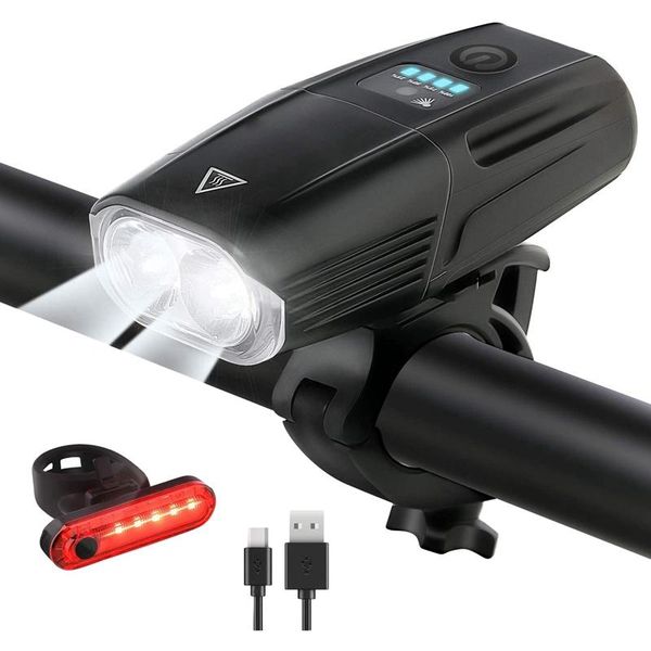 

bike lights cycling bicycle light set ultra-bright waterproof rechargeable headlight with smart sensor and tail