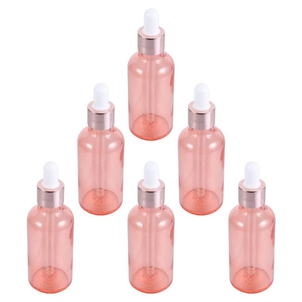 

storage bottles & jars 6pcs empty dropper perfume bottle round shoulder (50ml rose gold)