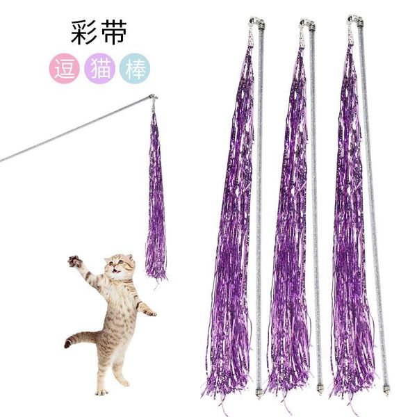 

cat toys cats supplies ribbon teaser toy wand funny kitten plastic stick pet 15 pcs/lot