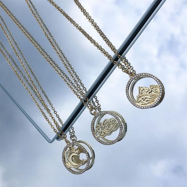 

pendant necklaces women's necklace fashion simple accessories metal round cloud jewelry men's chain ornaments, Silver