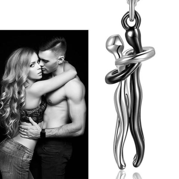 

pendant necklaces selling couple necklace black and white double straightforward hug clavicle chain for women temperament jewelry, Silver