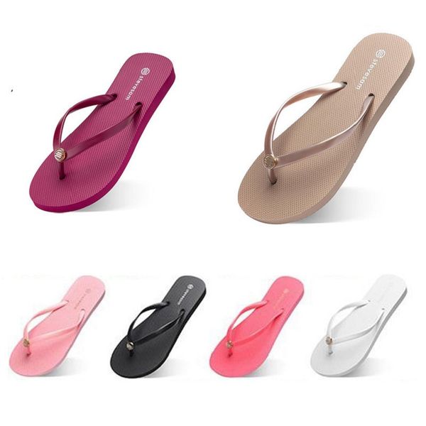 

df slippers beach shoes flip flops womens green yellow orange navy bule white pink brown summer sandals 35-38, Black