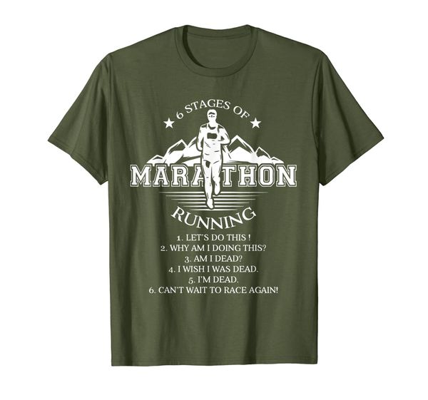 

6 stages of marathon running t shirt, cool runner t shirt, White;black