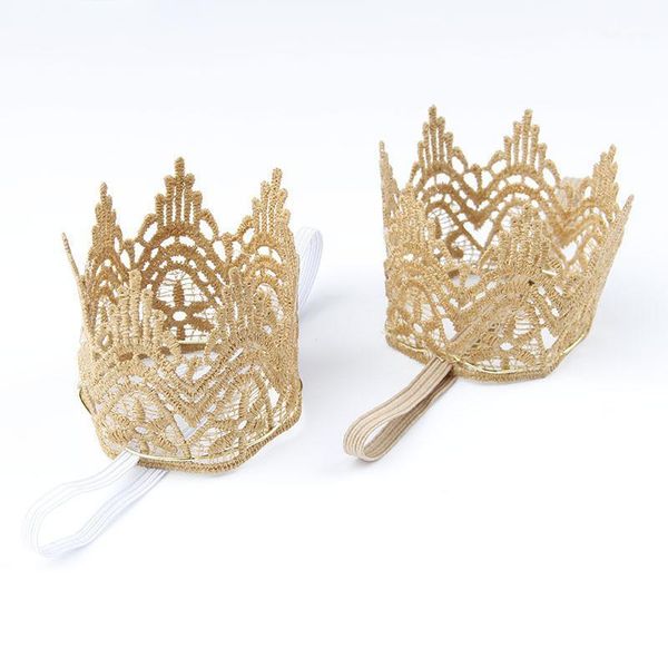 

hair accessories yundfly gold lace 3d crown baby headband born girls elastic tiara hairband birthday gift pography props1, Slivery;white