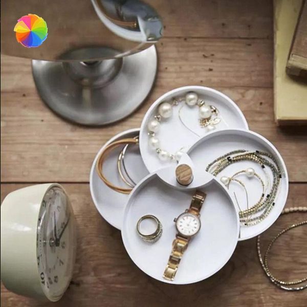 

storage bottles & jars 4 layers jewellery box organiser 360 rotating travel case earrings rings women girls festival christmas giftcy