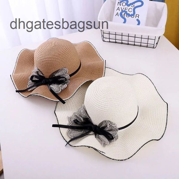 

brand cap carves korean version of spring summer outdoor sunscreen straw hat wave edge big eaves seaside vacation beach hat women's sun, Blue;gray