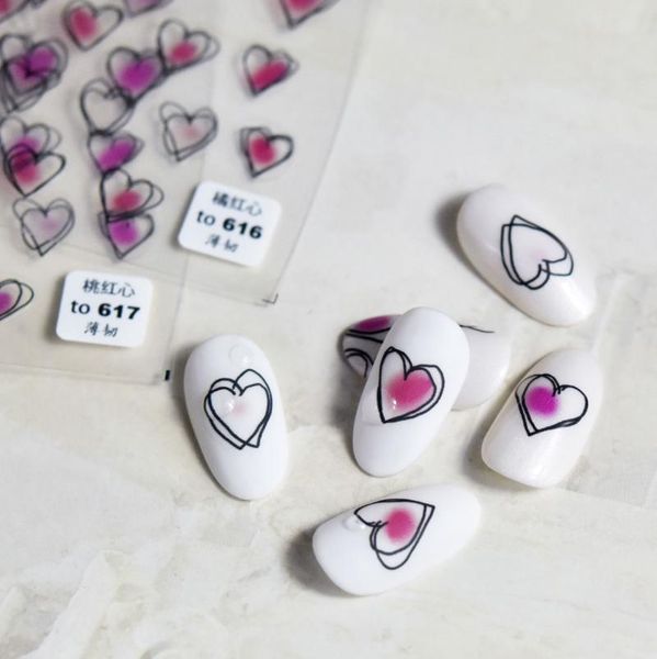 

nail art kits 2021 beautizon cute hearts 3d engraved stickers decorations decals design